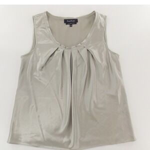 Evan-Picone Tank Top Shell Pleated Women Size 6 Silver